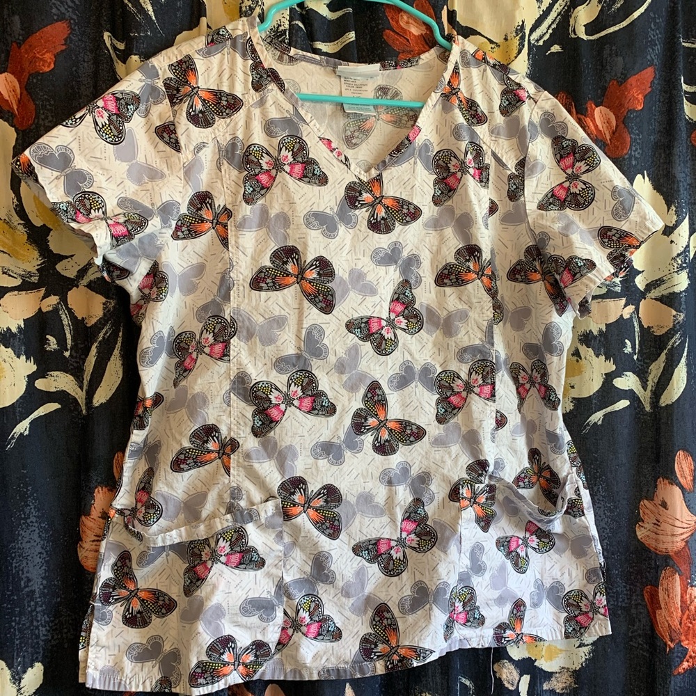 Butterfly scrub top